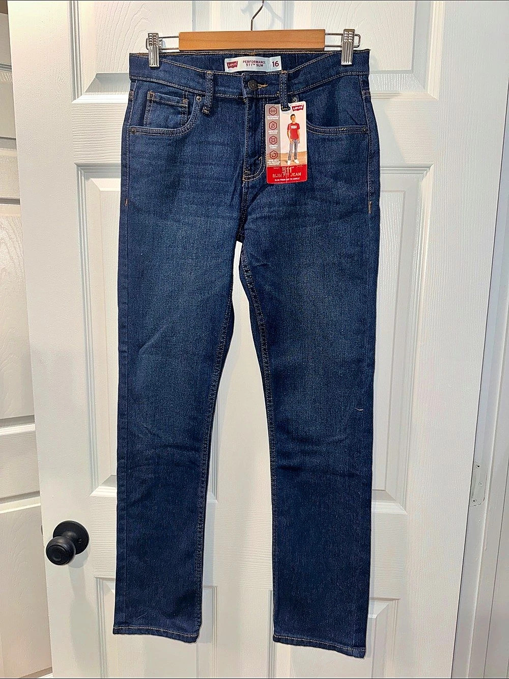 Levi's Boys 511 Slim Fit Performance Jeans Boys Size 16 Blue NWT